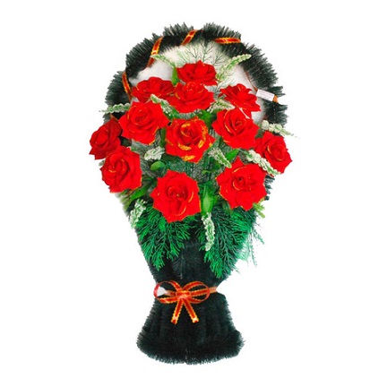 Ритуальная корзина полуваза бархатные розы