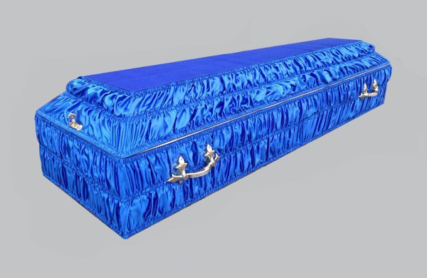 Ритуальный гроб обитый гофра синий